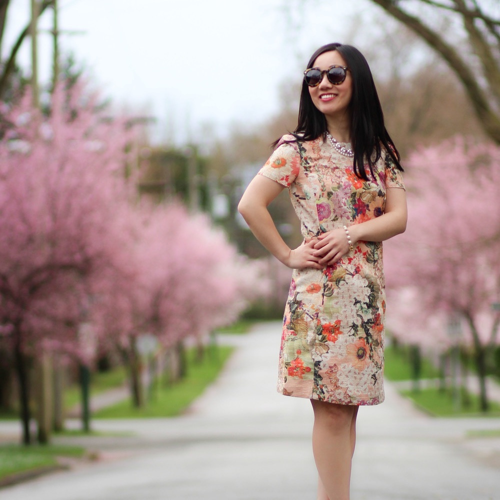 Tory Burch Kaley Floral Tweed Dress, Size 12